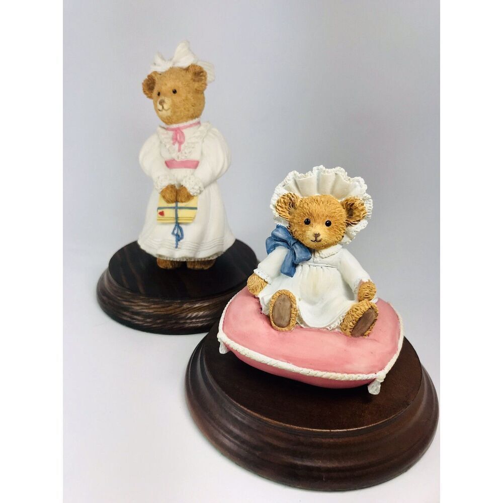 (2) Dept 56 The UPSTAIRS DOWNSTAIRS BEARS Kitty Bosworth & Baby Arthur Bosworth